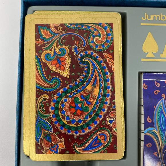 Vintage Bridge Jumbo Index Congress Designer Series, Silver/Gold Paisley Cards & - Picture 3 of 7